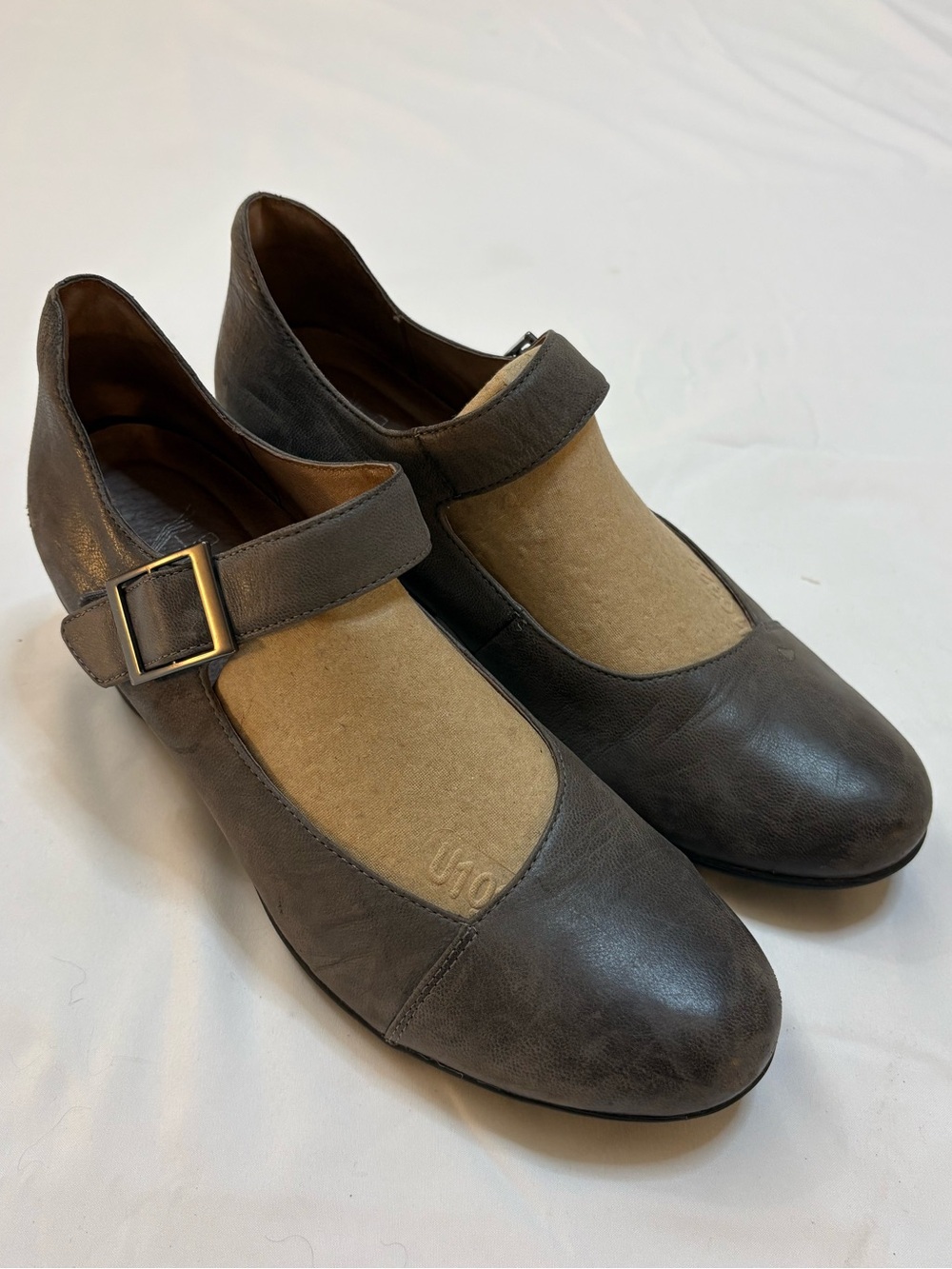 Dansko Roxanne Grey Burnished Leather Mary Jane Block Heel Shoe EU 42 US 11.5/12